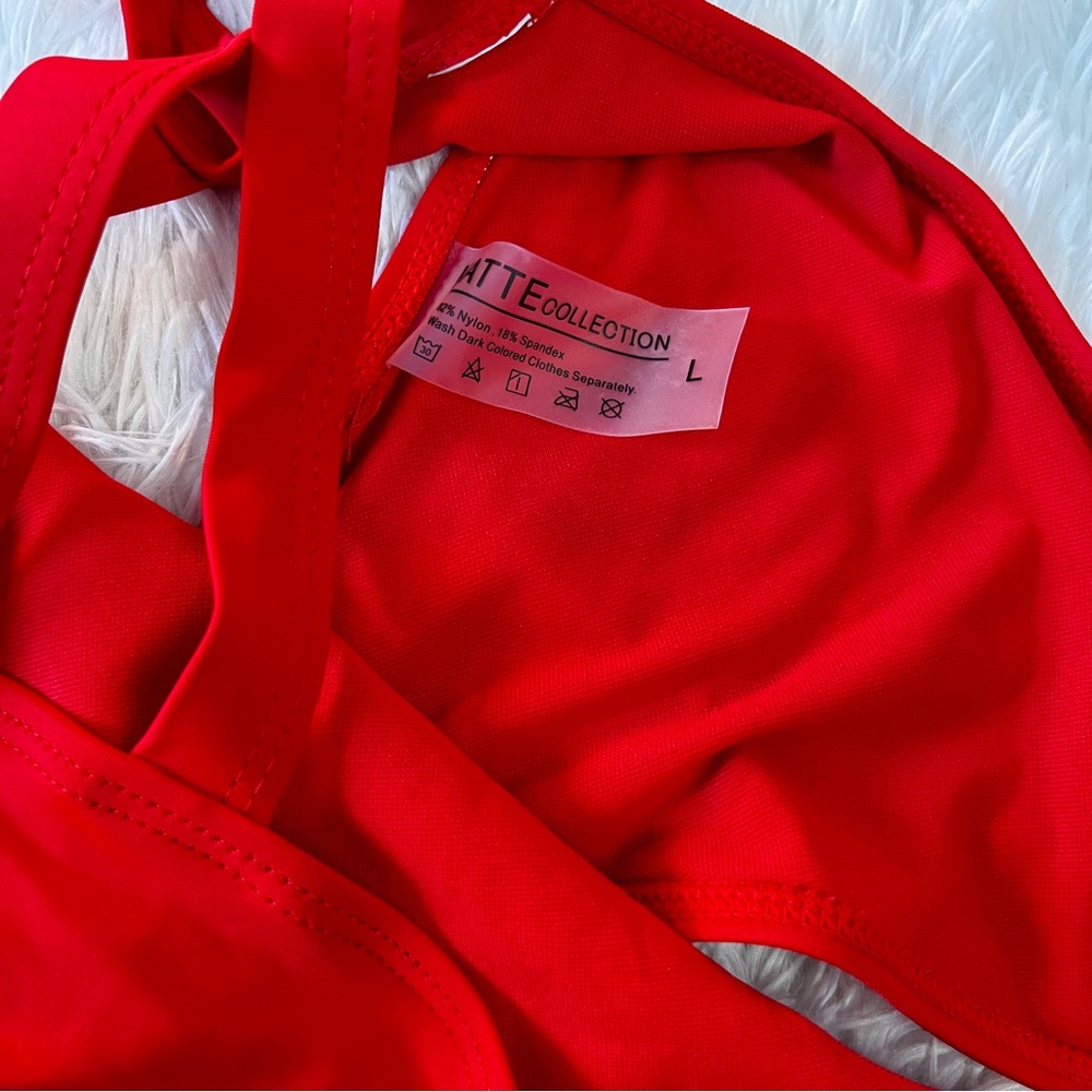 Matte Collection Red One Piece Swimsuit - Picture 7 of 7